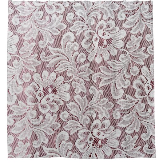 Witte, fijne elegante kant textuur met naadloze be douchegordijn (Voorkant)