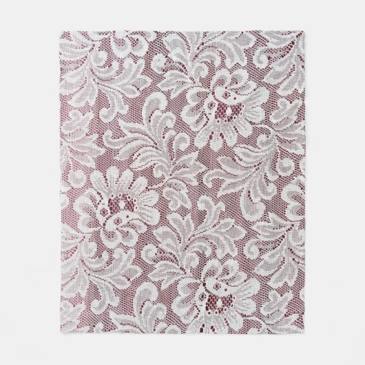 Witte, fijne elegante kant textuur met naadloze be fleece deken (Voorkant)