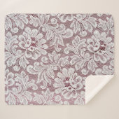 Witte, fijne elegante kant textuur met naadloze be sherpa deken (Voorkant (horizontaal))