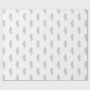 Witte fijne olievlek met botanische lef cadeaupapier