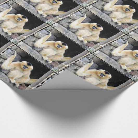 Witte, fijngekookte Gibbon-omslagpapier Cadeaupapier (Hoek)