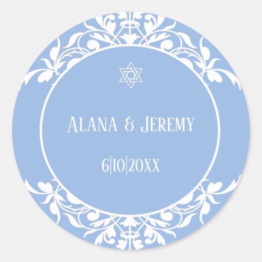 Witte filigraan joodse ster bruiloft Sticker (Voorkant)