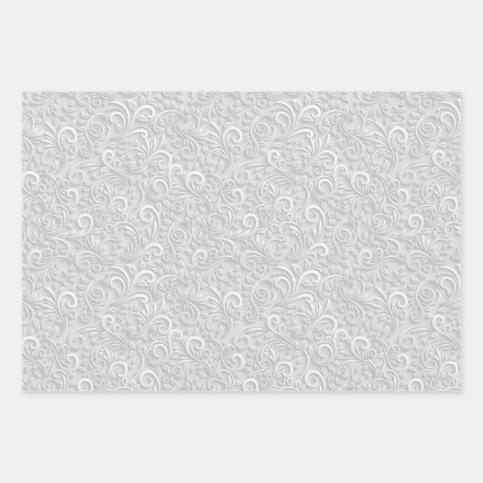 Witte Filigree Swirls Inpakpapier Vel (Voorkant)