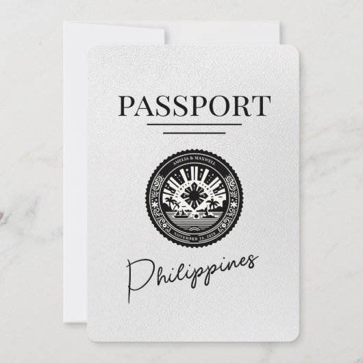 Witte Filippijnen Paspoort Huwelijksuitnodiging Kaart (Achterkant)