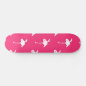 Witte Flamingo op Neon Hot Pink Persoonlijk Skateboard (Horizontaal)