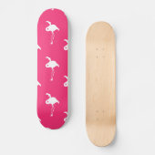 Witte Flamingo op Neon Hot Pink Persoonlijk Skateboard (Voorkant)