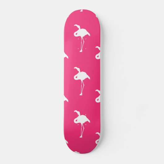 Witte Flamingo op Neon Hot Pink Persoonlijk Skateboard (Voorkant)