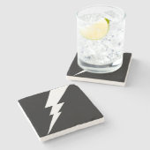 Witte Flash-bliksembolt Stenen Onderzetter (Zijkant)