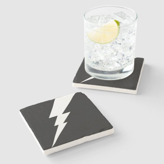 Witte Flash-bliksembolt Stenen Onderzetter (Zijkant)