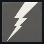 Witte Flash-bliksembolt Stenen Onderzetter<br><div class="desc">Eenvoudige witte bliksemschicht,  geometrisch grafisch ontwerp.</div>