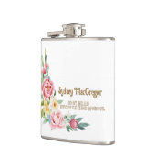 Witte Flask met Roze Pioenrozen Afstuderen Heupfles (Links)