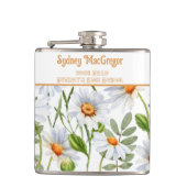 Witte Flask met Wrap Around Daisy Border Heupfles (Voorkant)