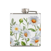 Witte Flask met Wrap Around Daisy Border Heupfles (Achterkant)