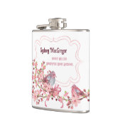 Witte Flask met Wrap Around Vogels Appelbloesems Heupfles (Links)