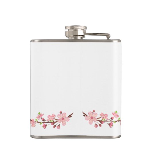 Witte Flask met Wrap Around Vogels Appelbloesems Heupfles (Achterkant)