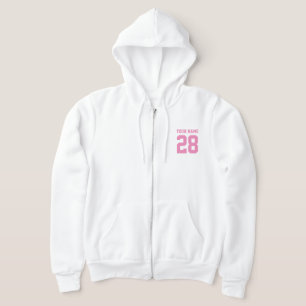 Witte fleece hoodie voor vrouwen met jersey nummer