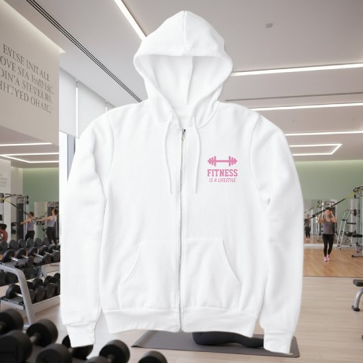 Witte fleece ritssluiting fitness hoodie voor vrou