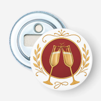 Witte Flessenopener - Gelukkig Nieuwjaar Button Flesopener