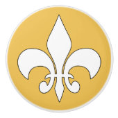 Witte Fleur-de-Lis Aangepaste Keramische knop (Voorkant)