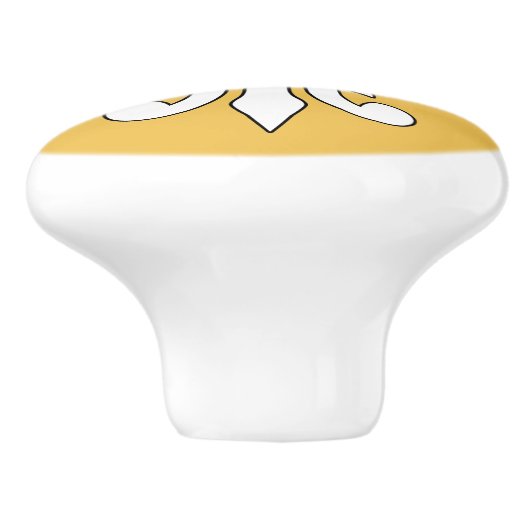 Witte Fleur-de-Lis Aangepaste Keramische knop (Zijkant)