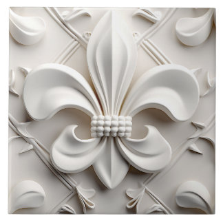 Witte Fleur De Lis keramische tegel Tegeltje