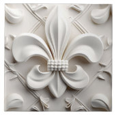 Witte Fleur De Lis keramische Tegel Tegeltje (Voorkant)