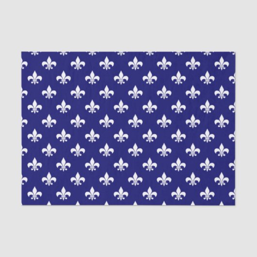 Witte Fleur-de-lis op donker marineblauw Tissuepapier (Voorkant)