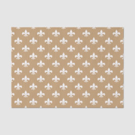 Witte Fleur-de-lis op kameelbruin Tissuepapier