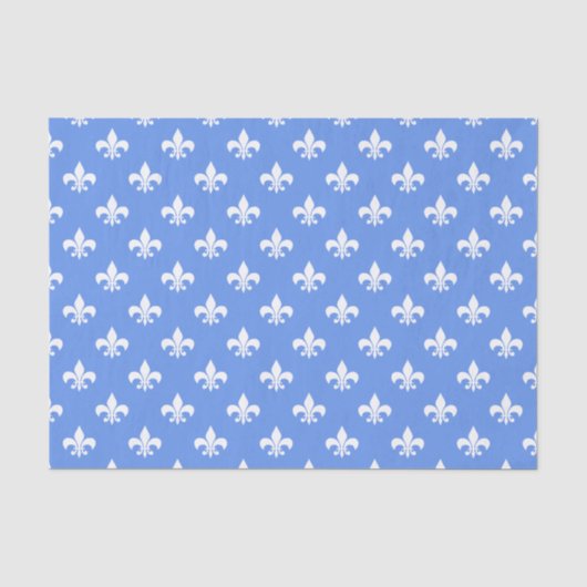 Witte Fleur-de-lis op korenbloemblauw Tissuepapier (Voorkant)