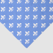 Witte Fleur-de-lis op korenbloemblauw Tissuepapier (Detail)