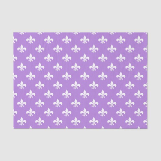 Witte Fleur-de-lis op lavendelpaars Tissuepapier (Voorkant)