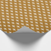 Witte Fleur-de-lis op Matte Gold Cadeaupapier (Hoek)