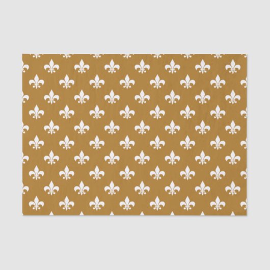 Witte Fleur-de-lis op Matte Gold Tissuepapier (Voorkant)