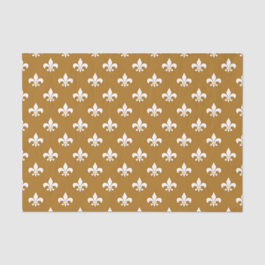 Witte Fleur-de-lis op matte goud Tissuepapier (Voorkant)
