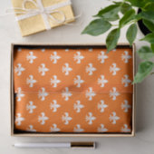 Witte Fleur-de-lis op Oranje Tissuepapier (Geschenk)