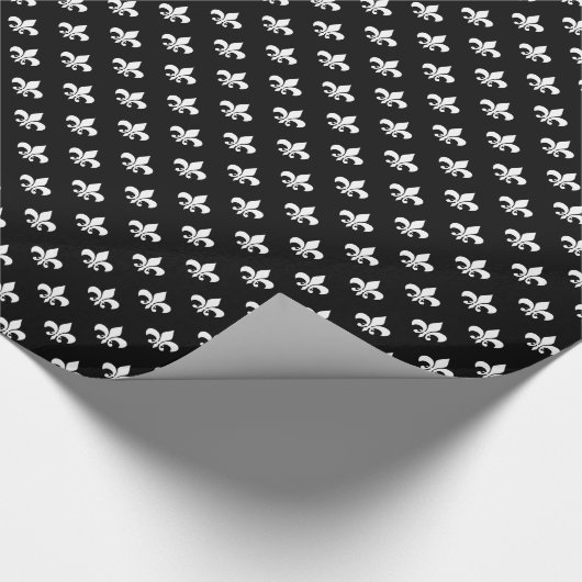 Witte Fleur-de-lis op zwart Cadeaupapier (Hoek)