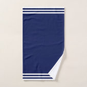 Witte Fleur-de-Lis & Strepen op Navy Blauwe Bad Ha Handdoek (Handdoek)