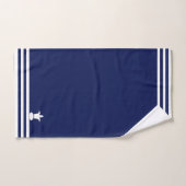 Witte Fleur-de-Lis & Strepen op Navy Blauwe Bad Ha Handdoek (Handdoek)