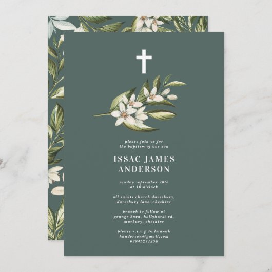 Witte flora en bladblaasbloesem, christendemocten (Voorkant / Achterkant)