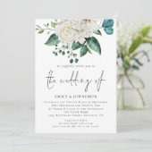 Witte flora Eucalyptus QR Code Weddenschap Kaart (Staand voorkant)