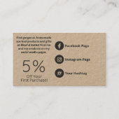 Witte flora op kraft Homemade zeep en kaars Visitekaartje (Achterkant)