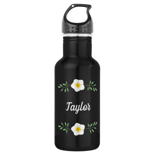 Witte floraal waterfles  (Voorkant)