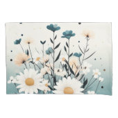 Witte Floral Blue Elegance Kussensloop (Voorkant-Links)