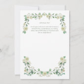Witte Floral Crest & Monogram Elegante bruiloft Kaart (Achterkant)
