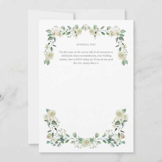 Witte Floral Crest & Monogram Elegante bruiloft Kaart (Achterkant)