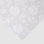 Witte Floral Damascus op lichte grijze achtergrond Tissuepapier (Detail)