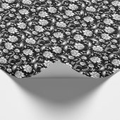 Witte Floral Damaszwarte achtergrond Cadeaupapier (Hoek)