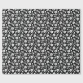 Witte Floral Damaszwarte achtergrond Cadeaupapier (Vlak)