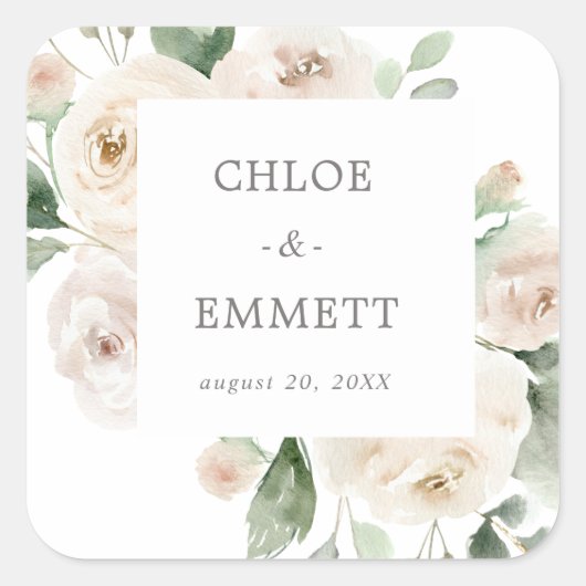 Witte Floral Eucalyptus Wedding Envelope zegels (Voorkant)