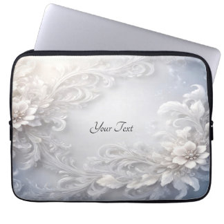 Witte Floral Flourish laptophoes Laptop Sleeve